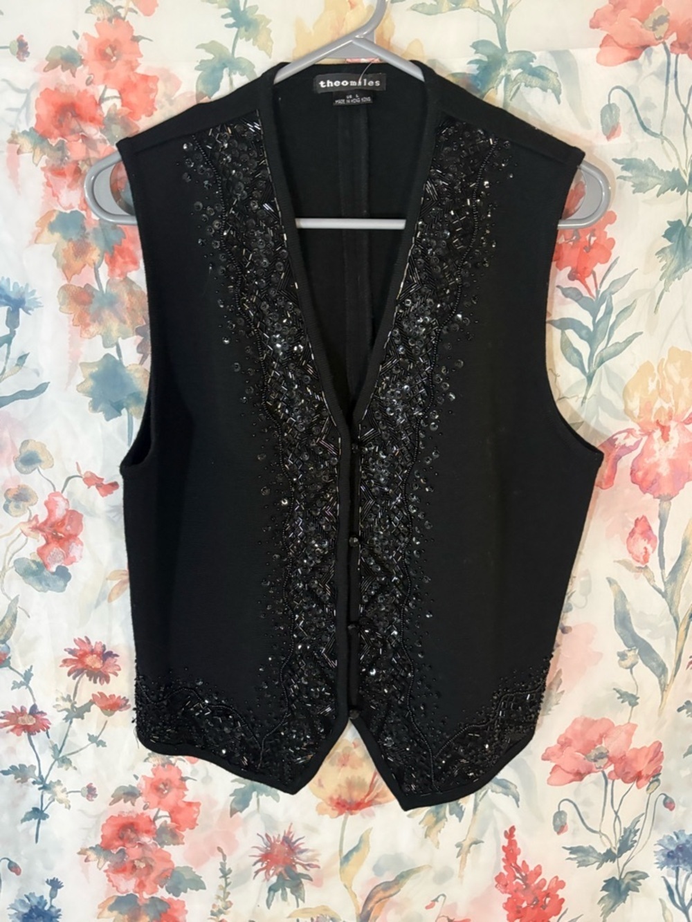 Vintage Theo Miles Black Beaded Embellished Vest